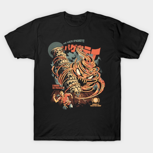 The Kaiju Spaghetti - Black Version T-Shirt by Ilustrata